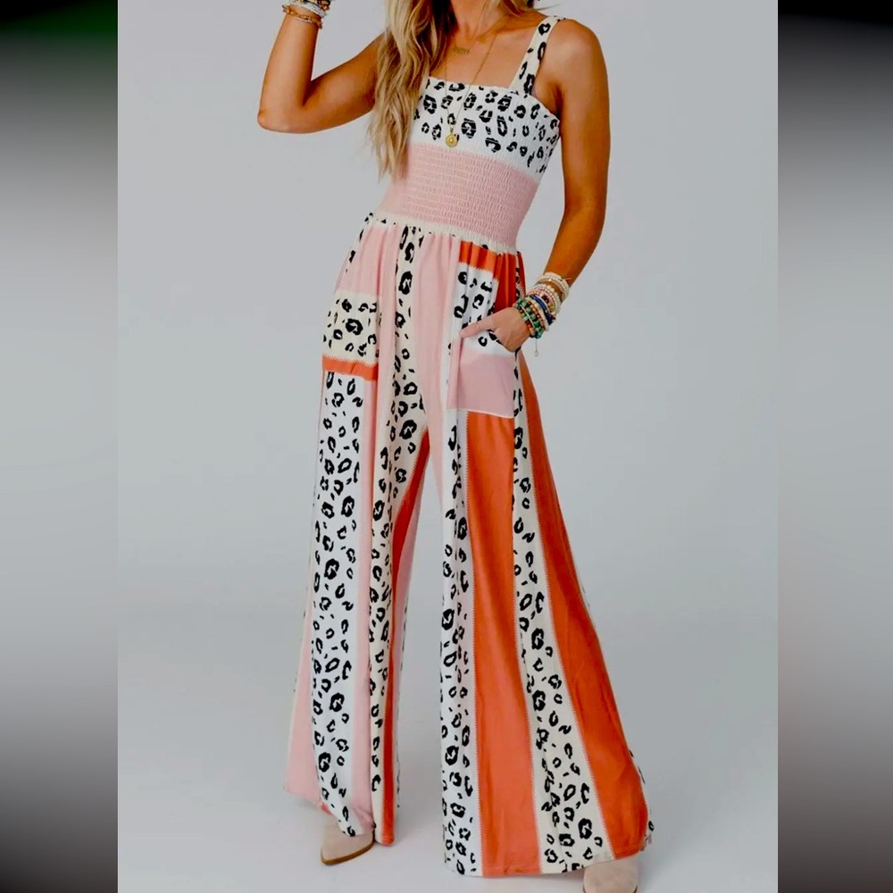 Coral & Lepoard romper